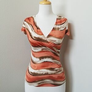 Boston Proper Orange, Cream, Brown Top